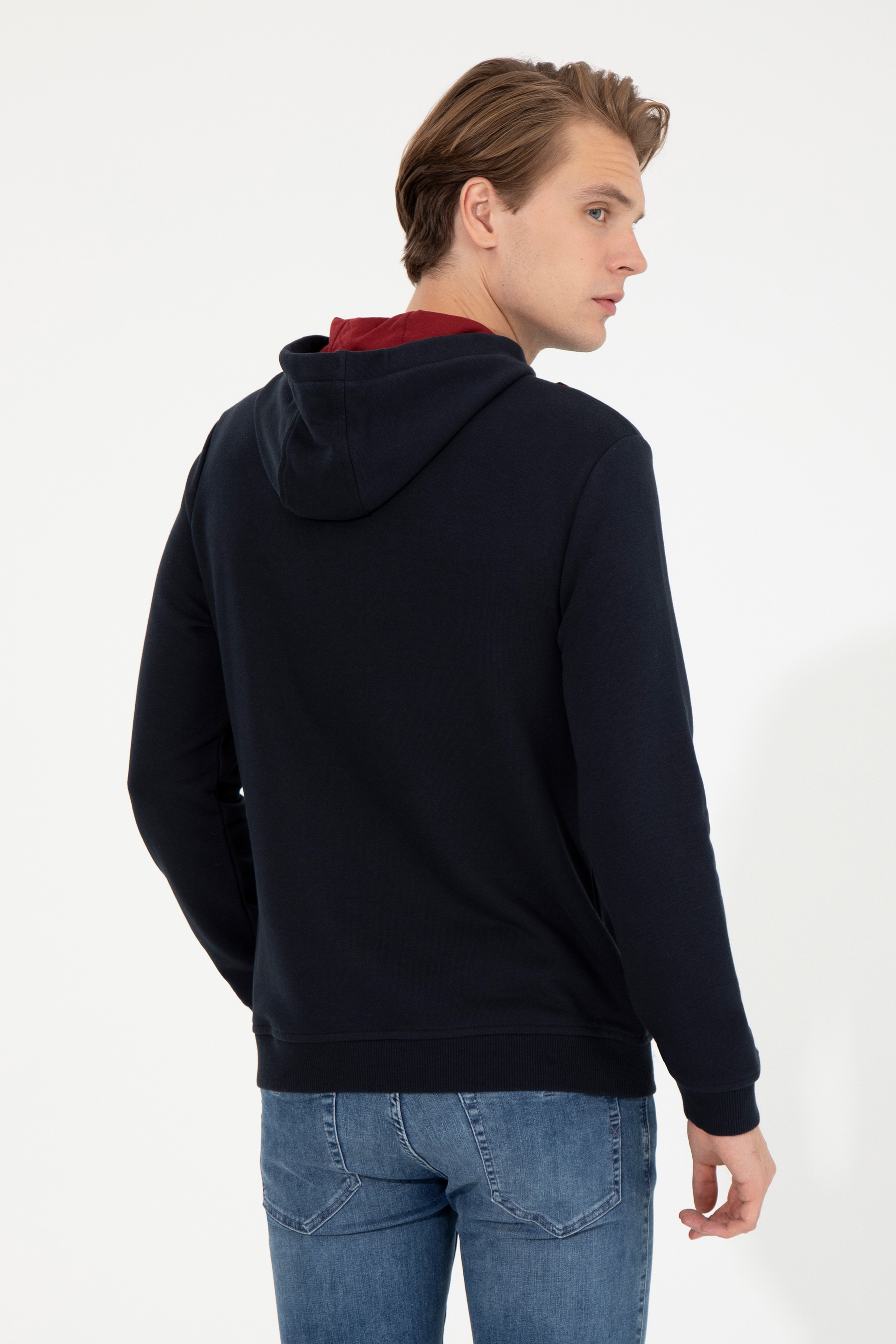 Erkek Lacivert Kapüşonlu Sweatshirt