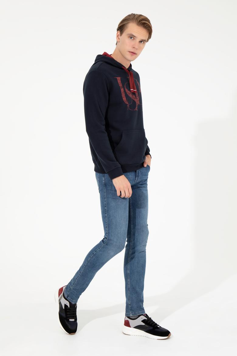 Erkek Lacivert Kapüşonlu Sweatshirt - 50257202017