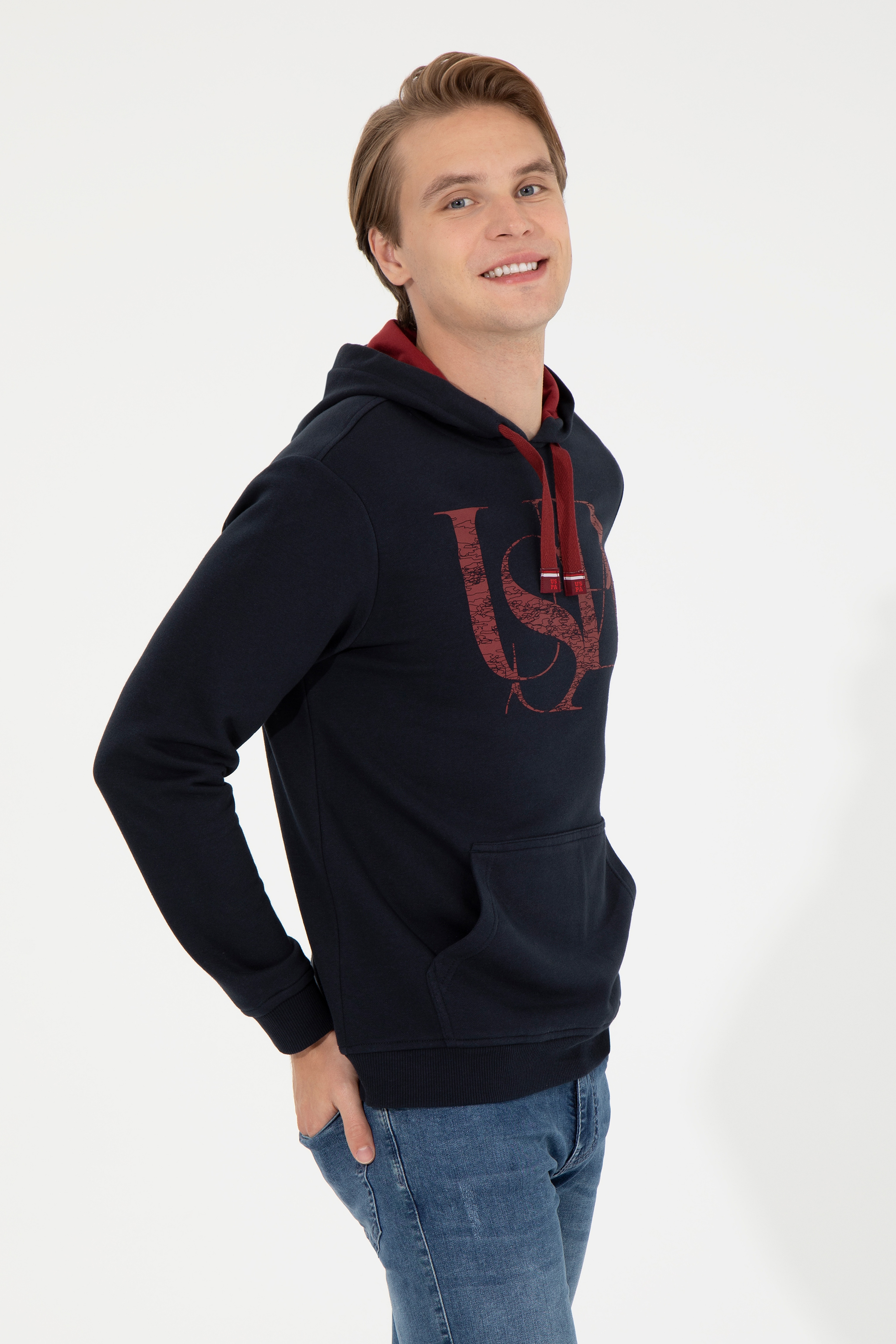 Erkek Lacivert Kapüşonlu Sweatshirt - Image 4