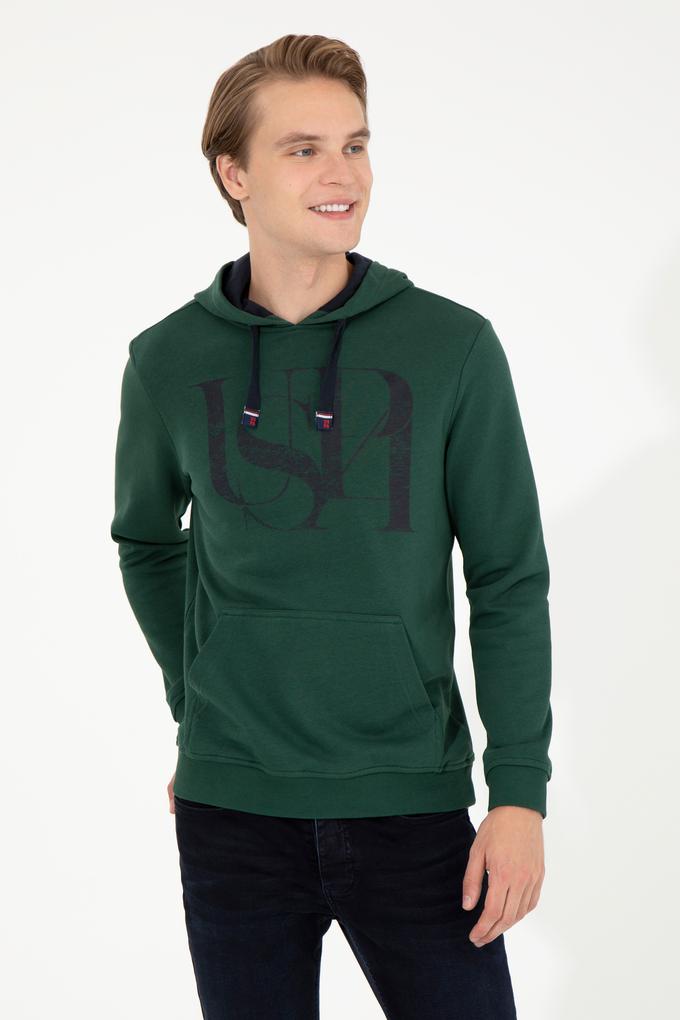 Erkek Yeşil Kapüşonlu Sweatshirt