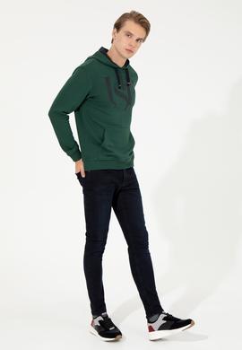 Erkek Yeşil Kapüşonlu Sweatshirt - 50257202027