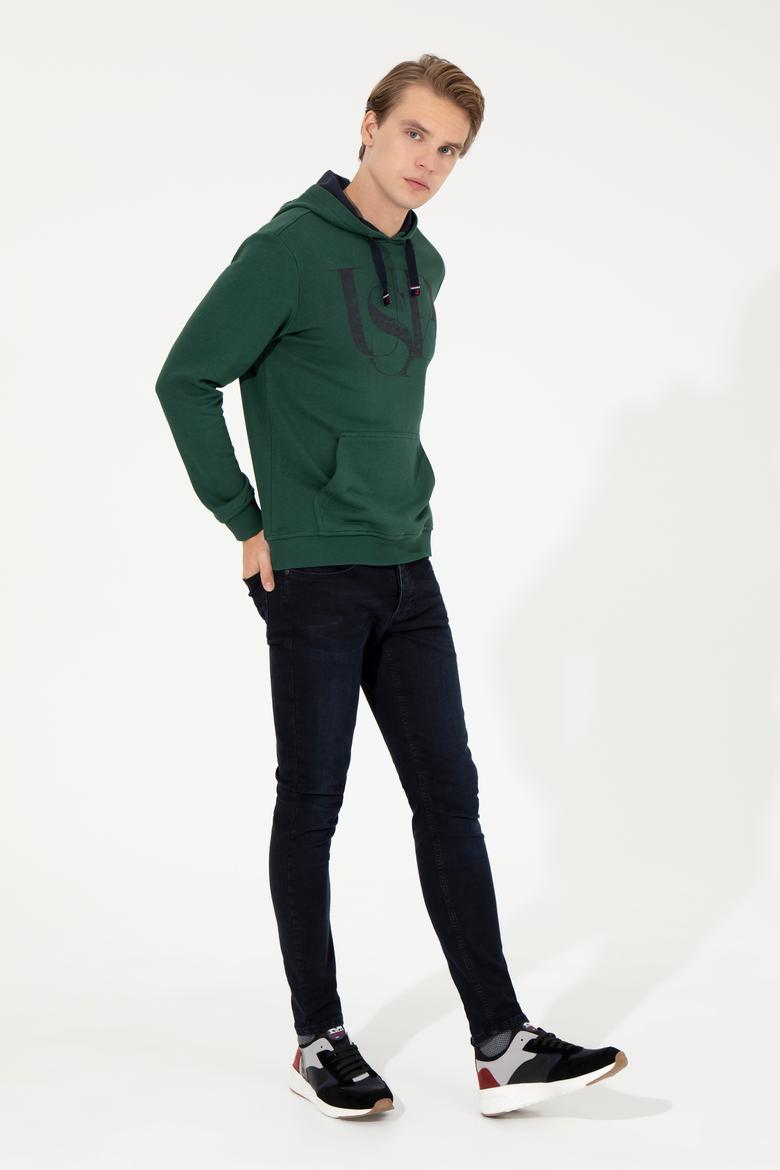Erkek Yeşil Kapüşonlu Sweatshirt - 50257202027