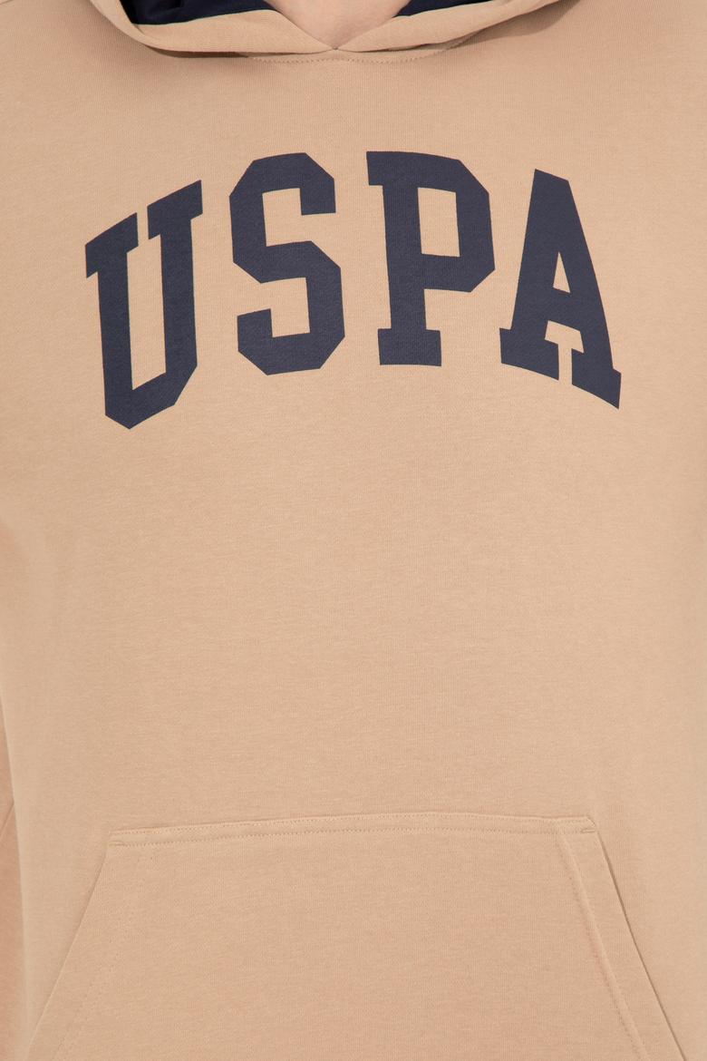 Erkek Camel Kapüşonlu Basic Sweatshirt - 50257173049