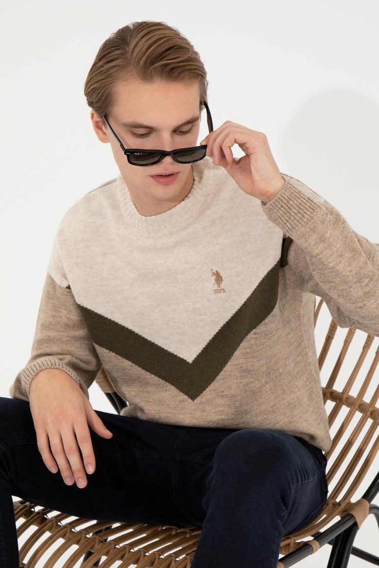 Erkek Camel Melanj Bisiklet Yaka Triko Kazak - 50258312023