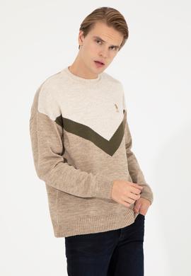 Erkek Camel Melanj Bisiklet Yaka Triko Kazak - 50258312023