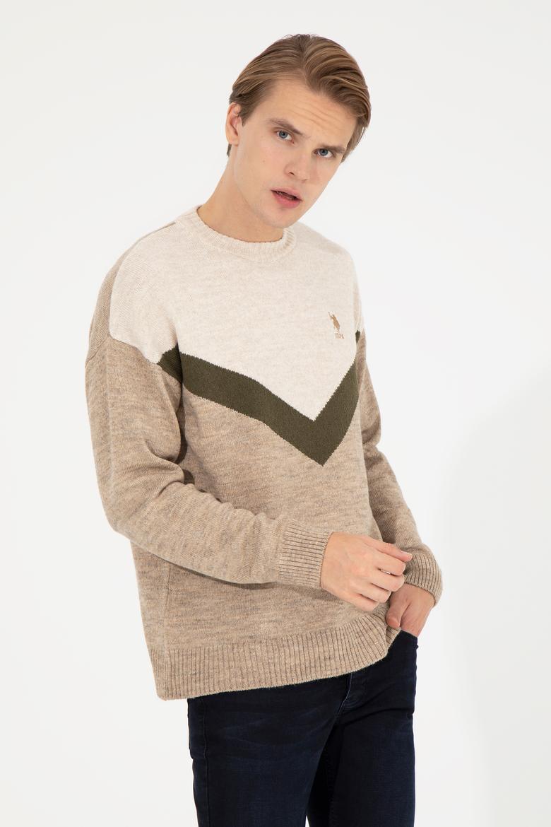 Erkek Camel Melanj Bisiklet Yaka Triko Kazak - 50258312023