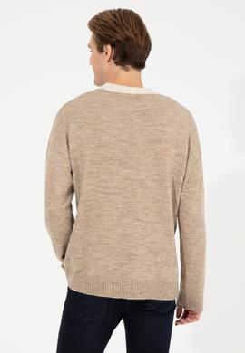 Erkek Camel Melanj Bisiklet Yaka Triko Kazak - 50258312023