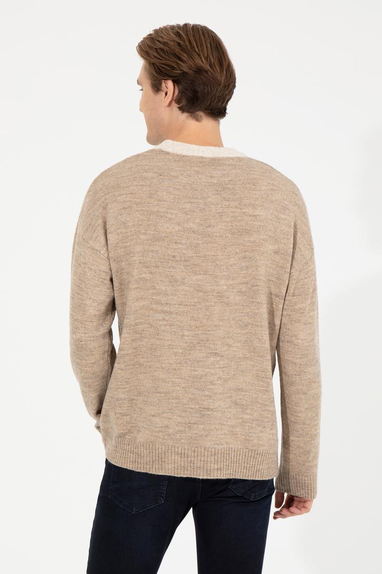 Erkek Camel Melanj Bisiklet Yaka Triko Kazak - 50258312023