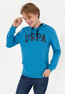 Erkek Kobalt Kapüşonlu Basic Sweatshirt - 50257173066