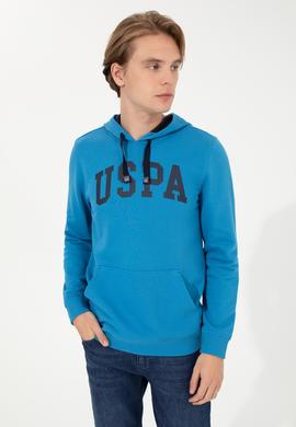Erkek Kobalt Kapüşonlu Basic Sweatshirt - 50257173066