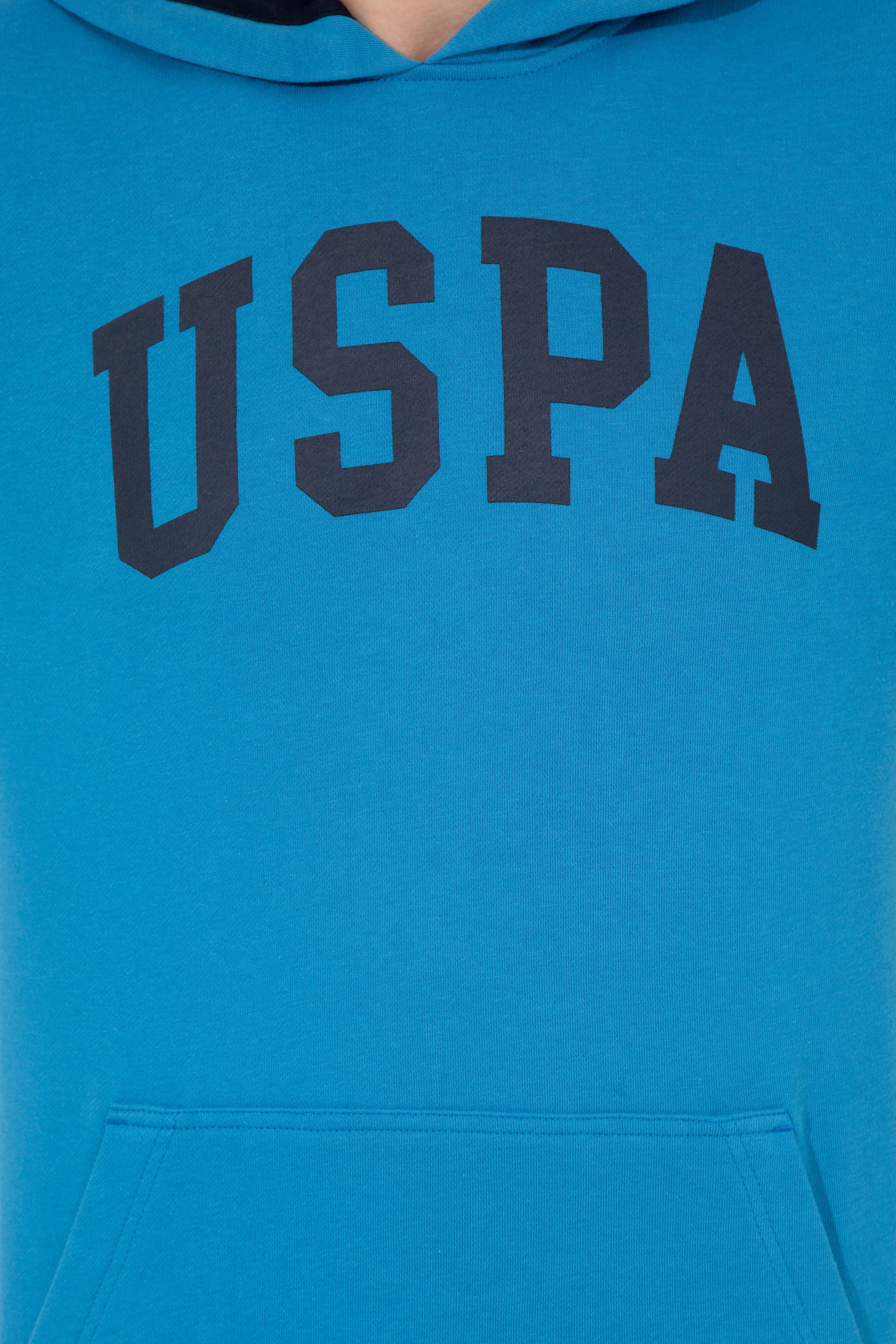Erkek Kobalt Kapüşonlu Basic Sweatshirt - Image 6
