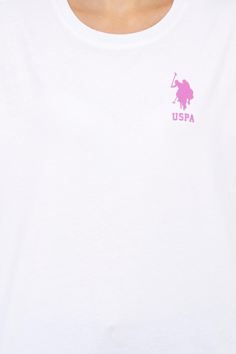 Kadın Beyaz Bisiklet Yaka Tişört - 50246219014