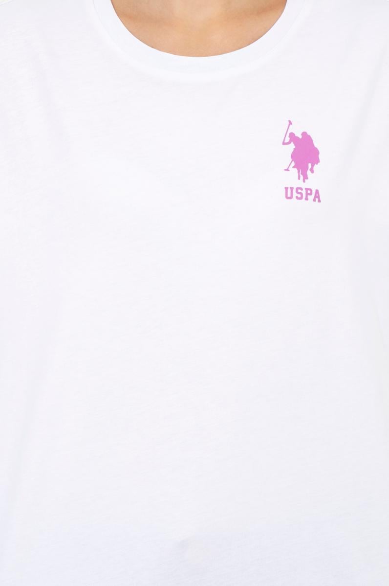 Kadın Beyaz Bisiklet Yaka Tişört