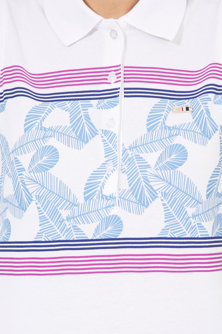 Kadın Menekşe Kolsuz Polo Yaka Tişört - 50248986002