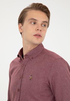 Erkek Vişne Uzun Kollu Basic Gömlek - 50256275094