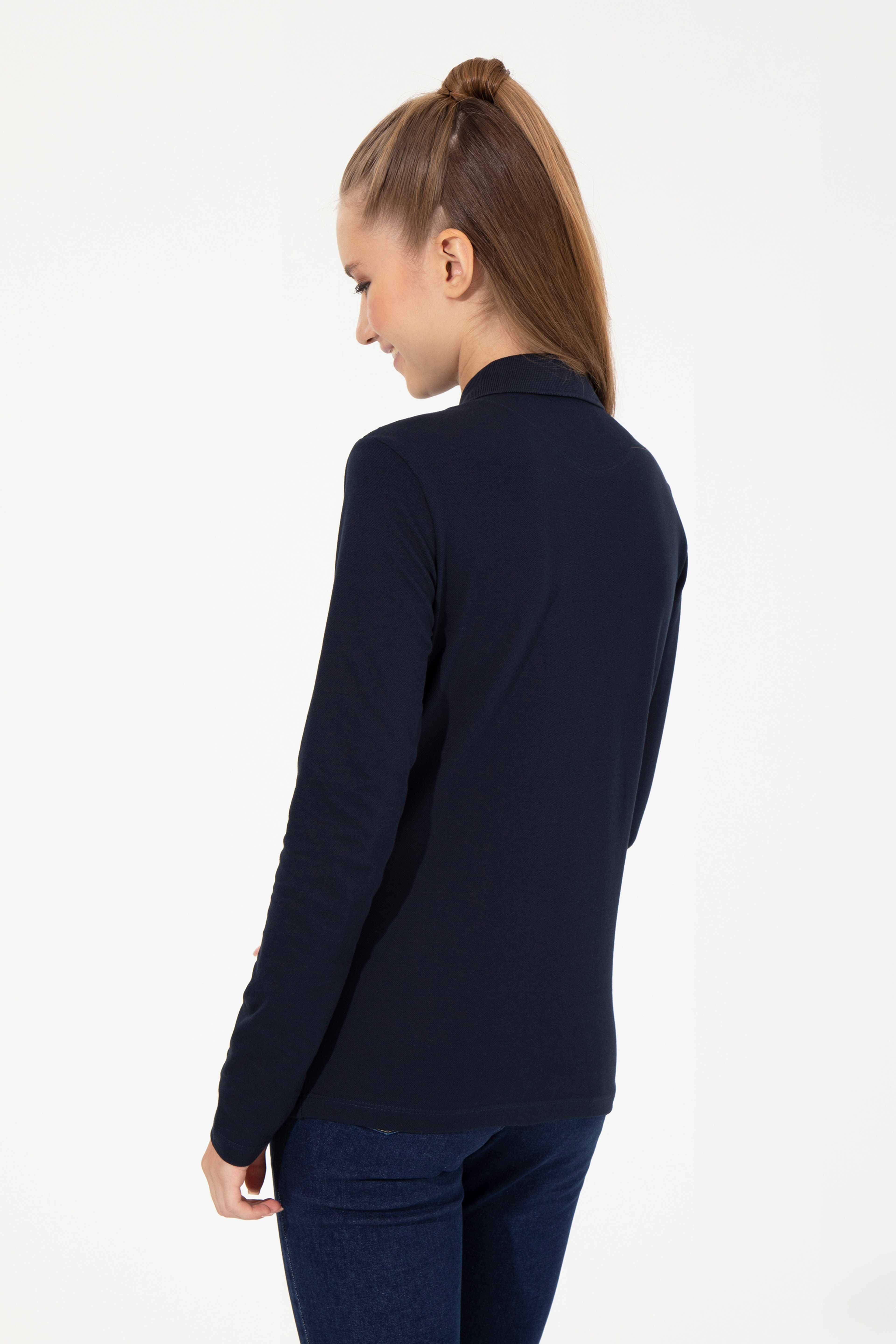 Kadın Lacivert Basic Sweatshirt - Image 5