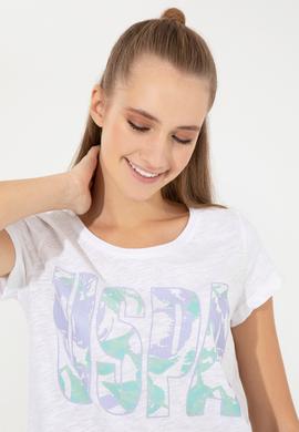 Kadın Menekşe Bisiklet Yaka Tişört - 50248999005