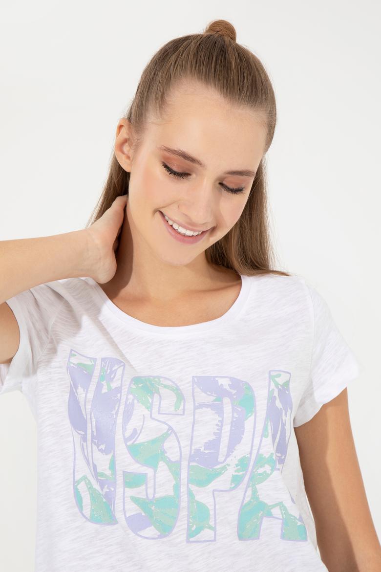 Kadın Menekşe Bisiklet Yaka Tişört - 50248999005