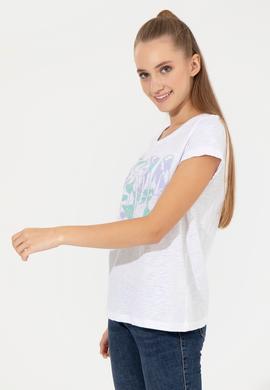 Kadın Menekşe Bisiklet Yaka Tişört - 50248999005