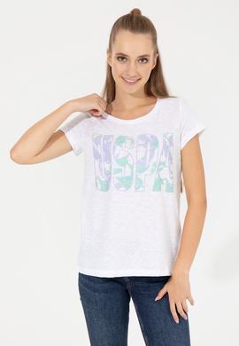 Kadın Menekşe Bisiklet Yaka Tişört - 50248999005