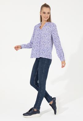 Kadın Mavi Uzun Kollu Gömlek - 50246680006