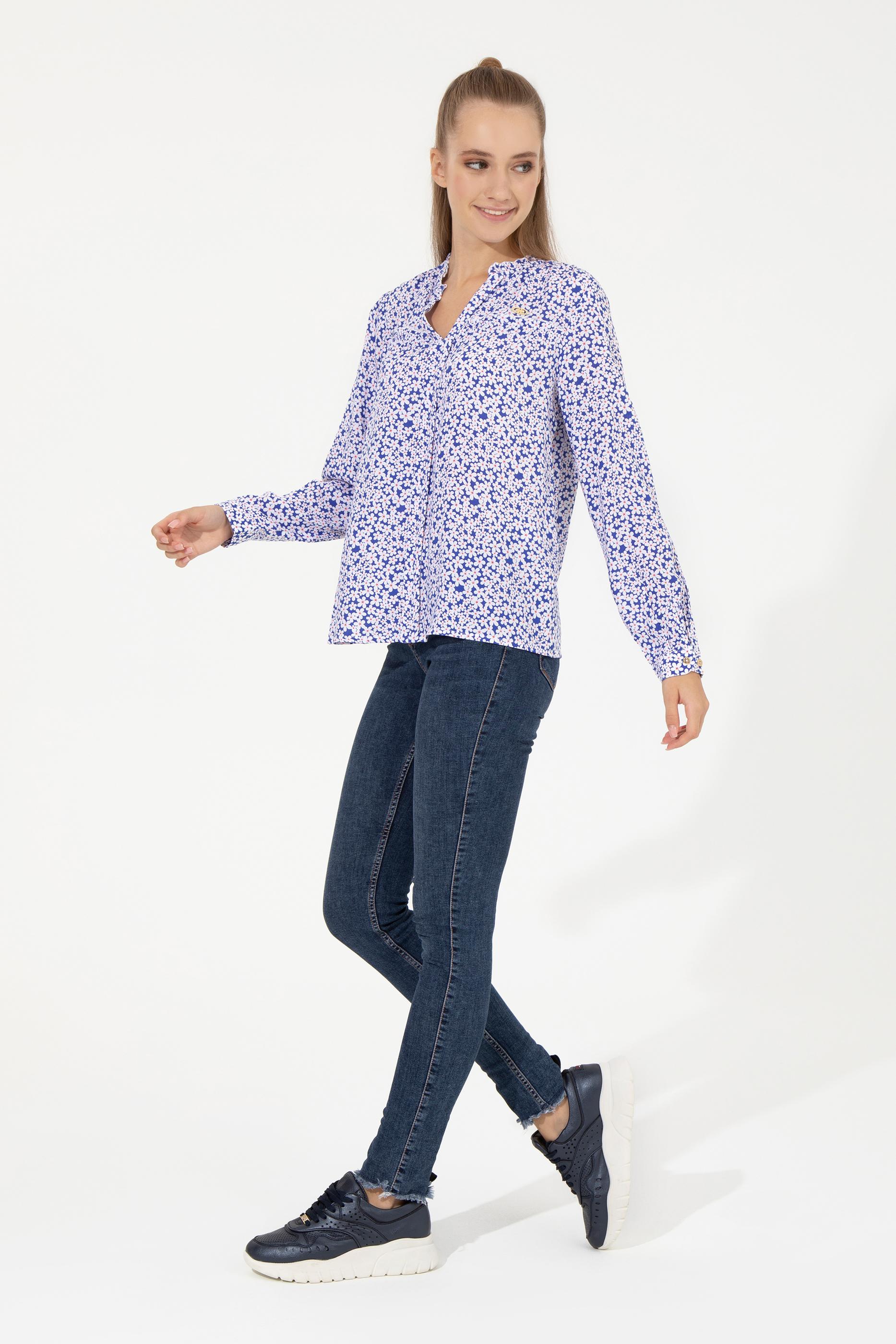 Kadın Mavi Uzun Kollu Gömlek