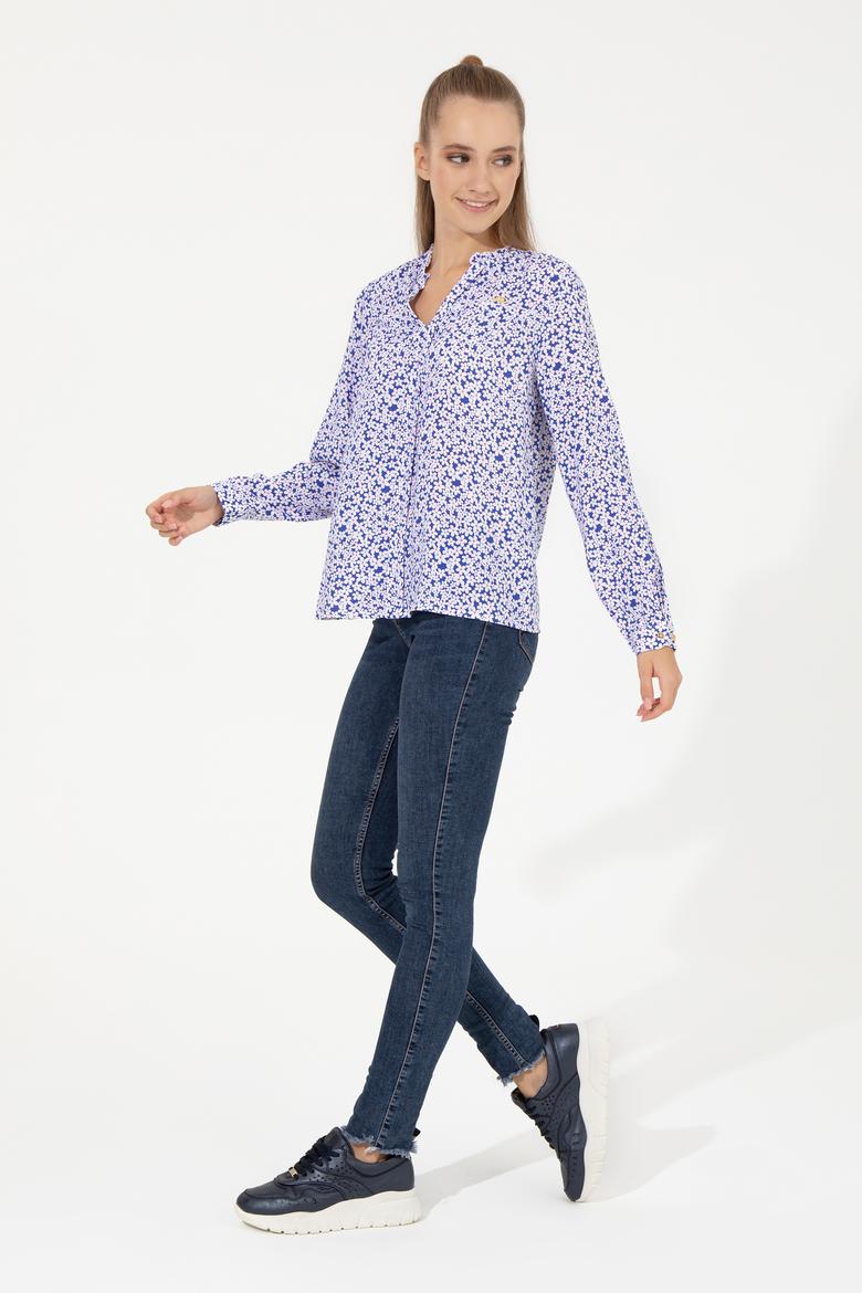 Kadın Mavi Uzun Kollu Gömlek - 50246680006