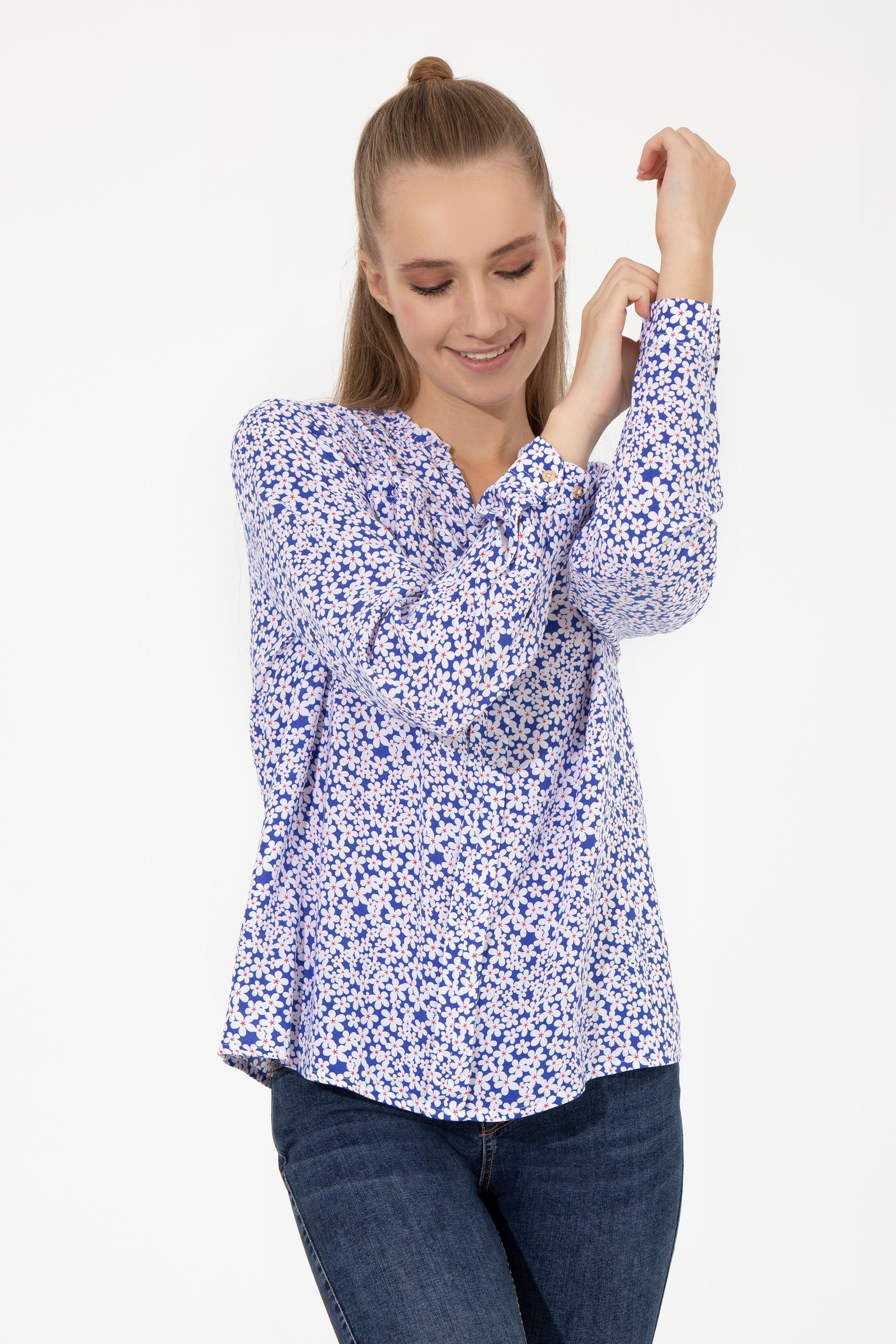 Kadın Mavi Uzun Kollu Gömlek