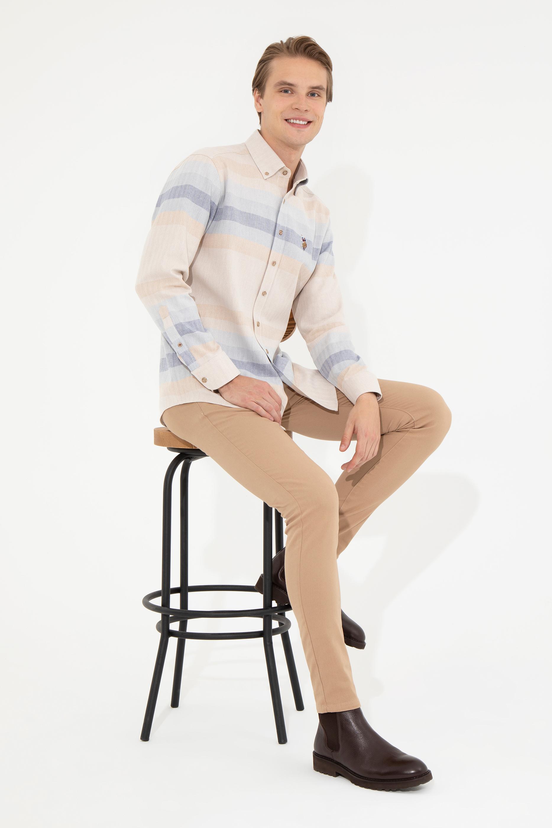 Erkek Camel Uzun Kollu Gömlek