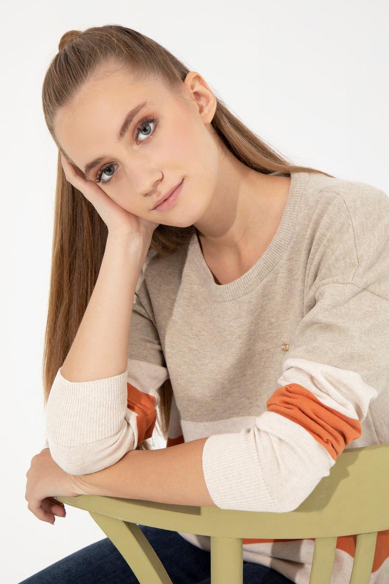 Kadın Taş Melanj Kazak - 50252042037