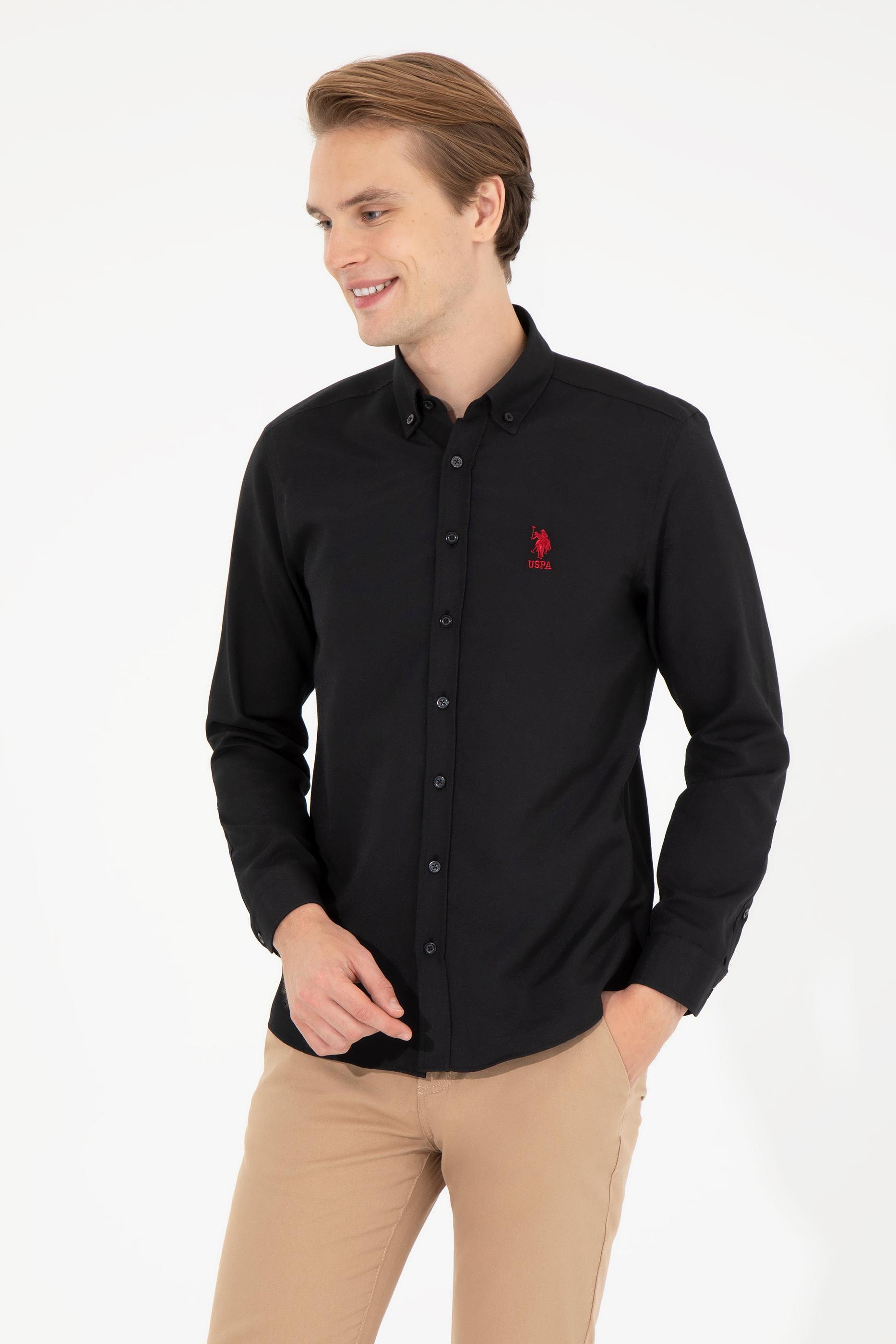 Erkek Siyah Uzun Kollu Basic Gömlek