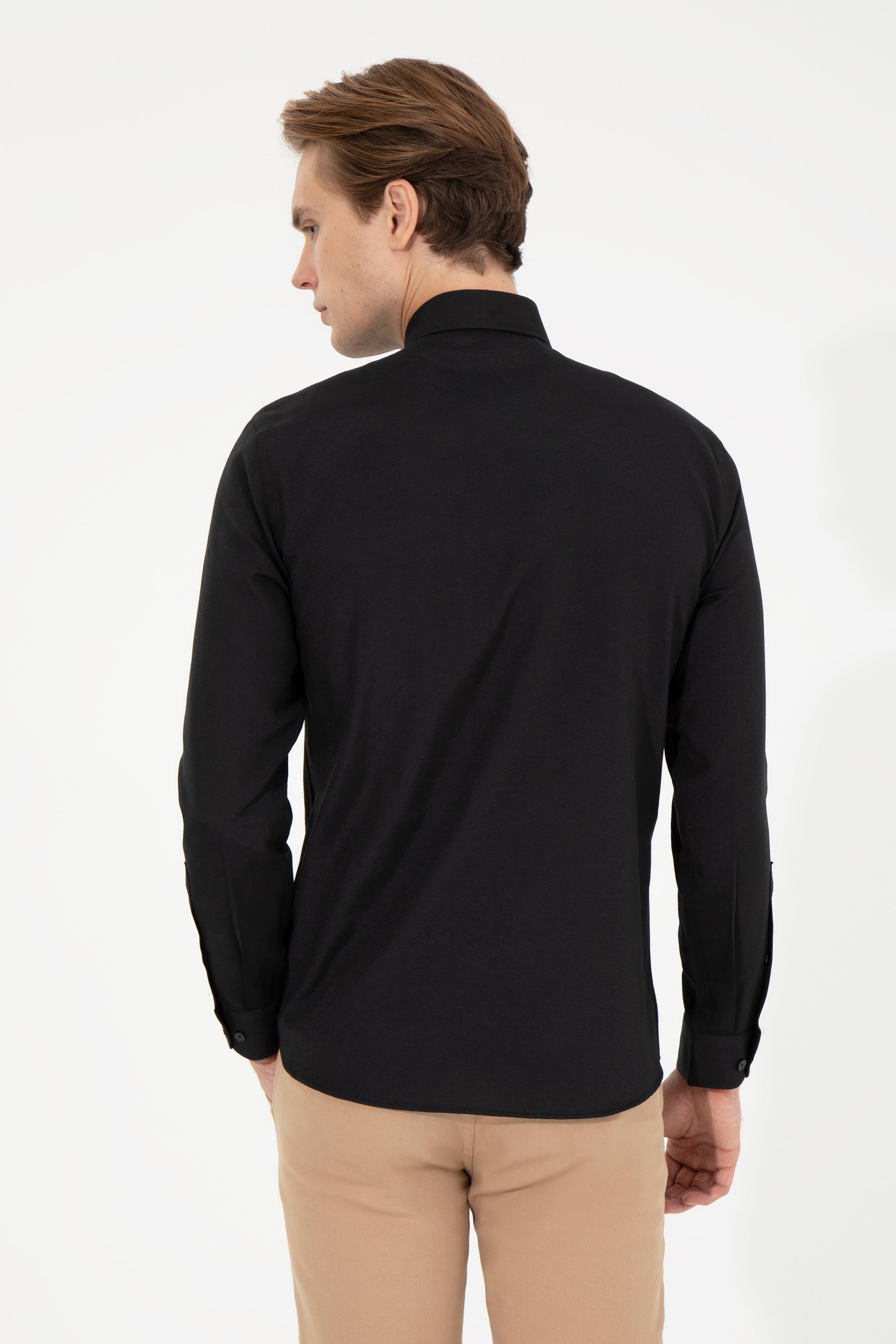 Erkek Siyah Uzun Kollu Basic Gömlek