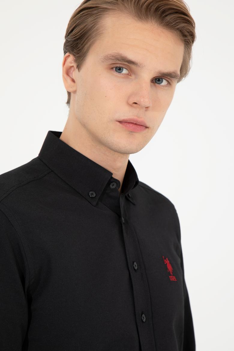 Erkek Siyah Uzun Kollu Basic Gömlek - 50262534022