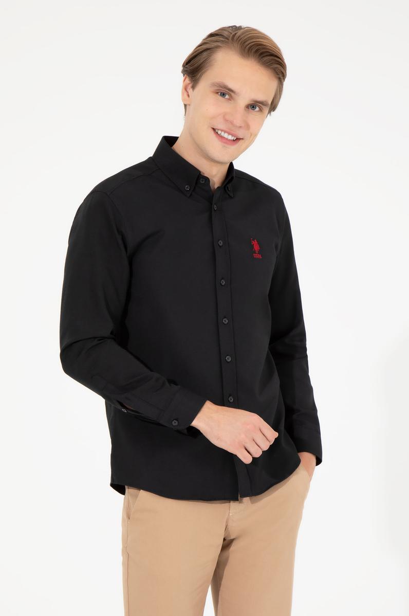 Erkek Siyah Uzun Kollu Basic Gömlek