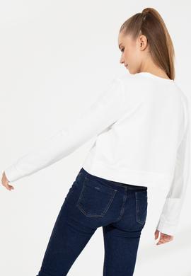 Kadın Ekru Bisiklet Yaka Sweatshirt - 50261238007