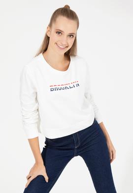 Kadın Ekru Bisiklet Yaka Sweatshirt - 50261238007