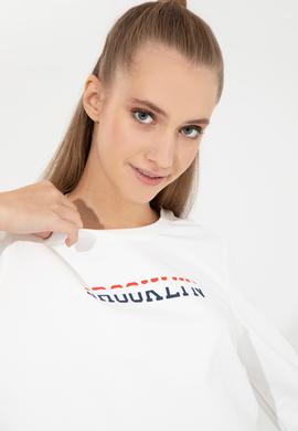 Kadın Ekru Bisiklet Yaka Sweatshirt - 50261238007