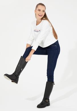 Kadın Ekru Bisiklet Yaka Sweatshirt - 50261238007