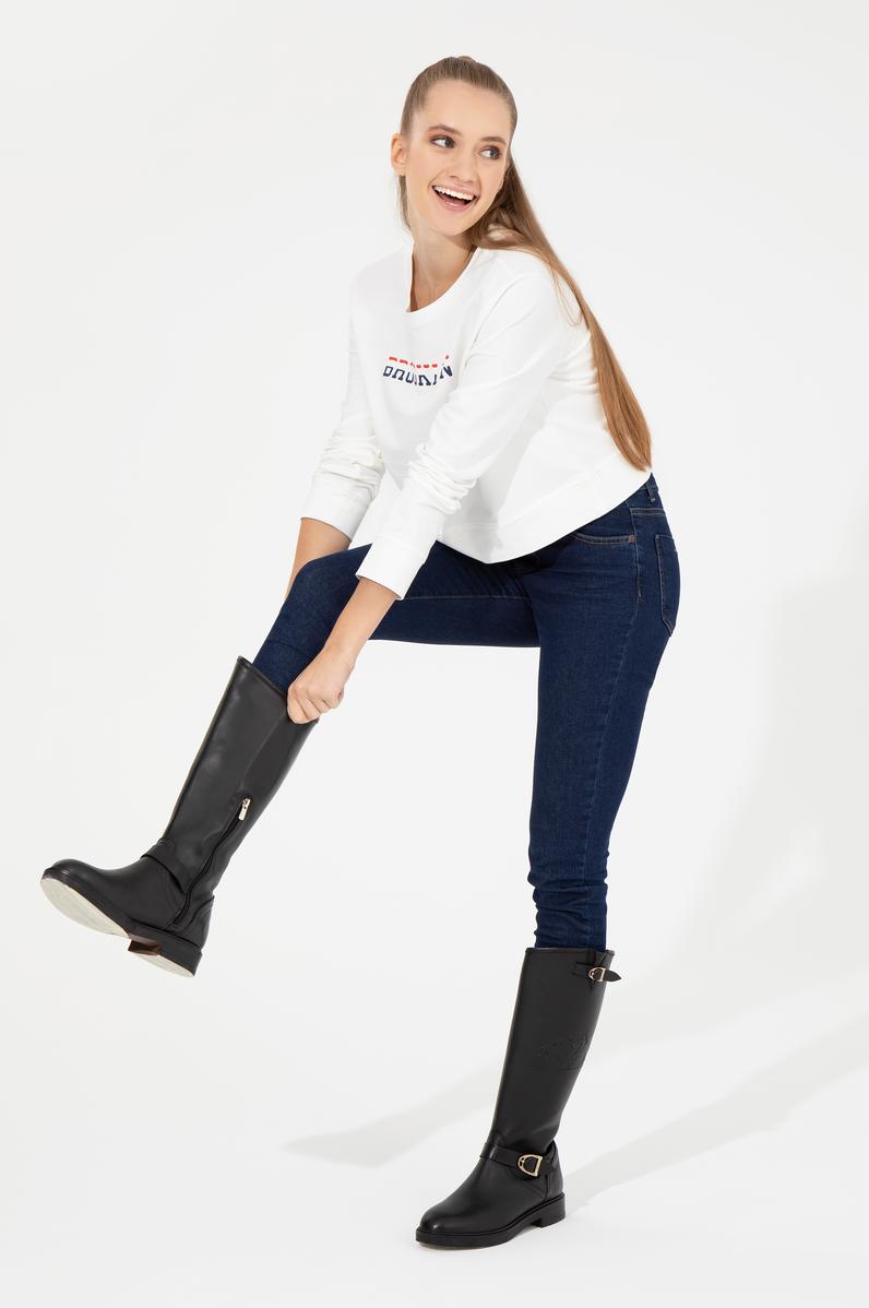 Kadın Ekru Bisiklet Yaka Sweatshirt