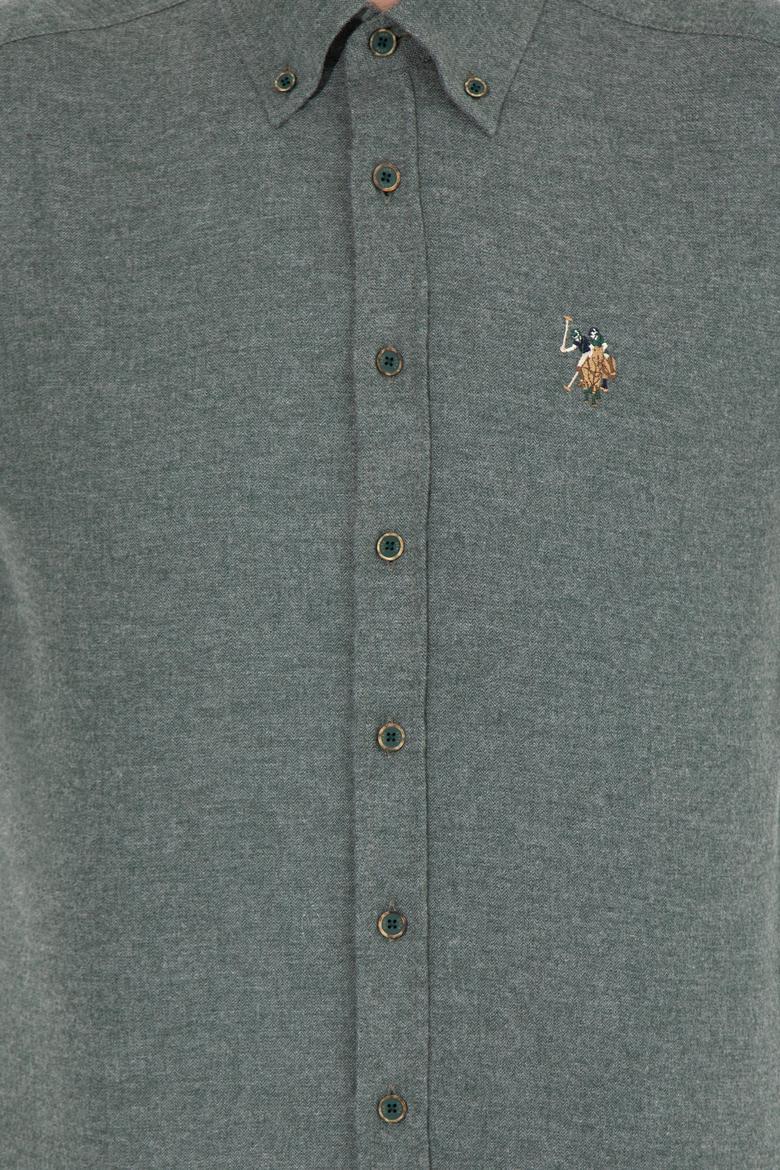 Erkek Koyu Yeşil Uzun Kollu Basic Gömlek - 50256275004