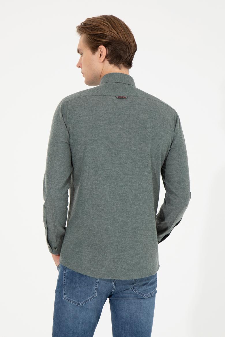 Erkek Koyu Yeşil Uzun Kollu Basic Gömlek - 50256275004