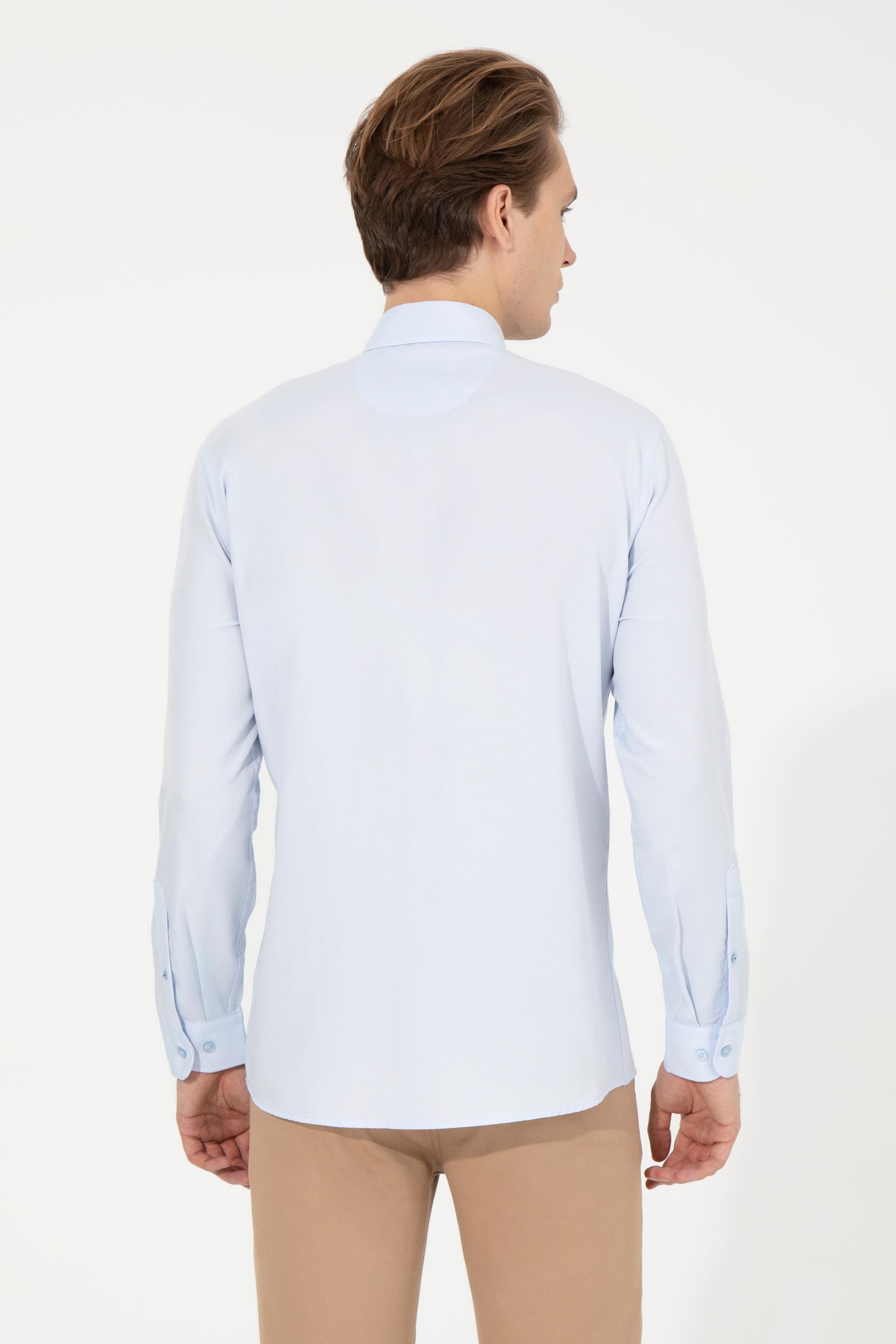 Erkek Açık Mavi Uzun Kollu Basic Gömlek