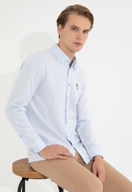 Erkek Açık Mavi Uzun Kollu Basic Gömlek - 50253872016