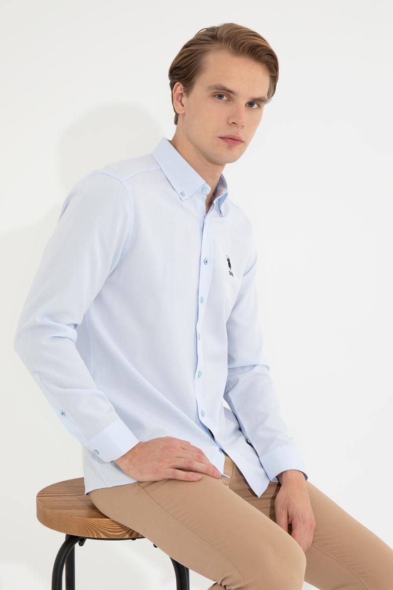 Erkek Açık Mavi Uzun Kollu Basic Gömlek - 50253872016