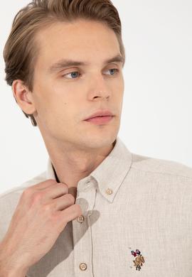 Erkek Bej Uzun Kollu Basic Gömlek - 50256275014