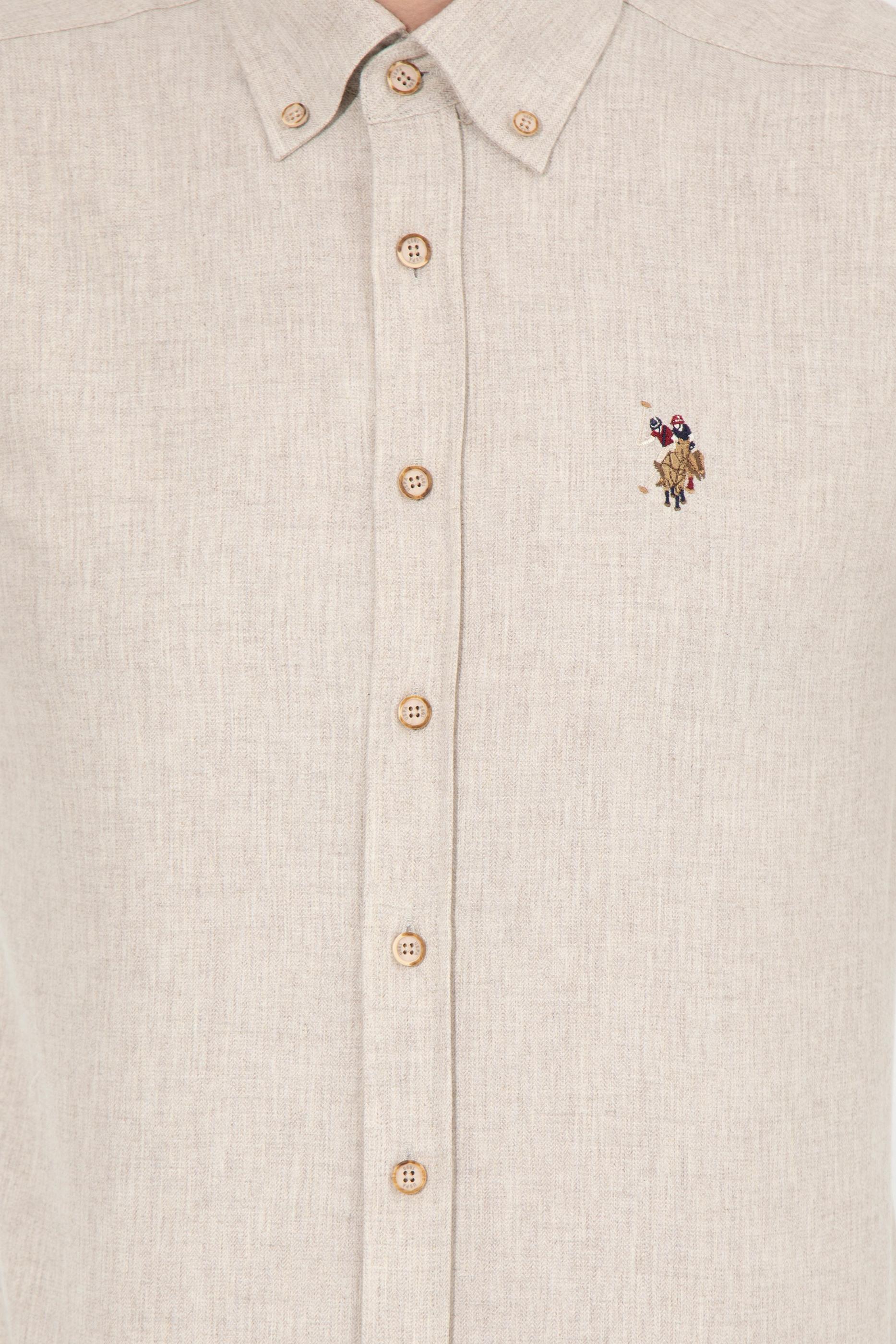 Erkek Bej Uzun Kollu Basic Gömlek