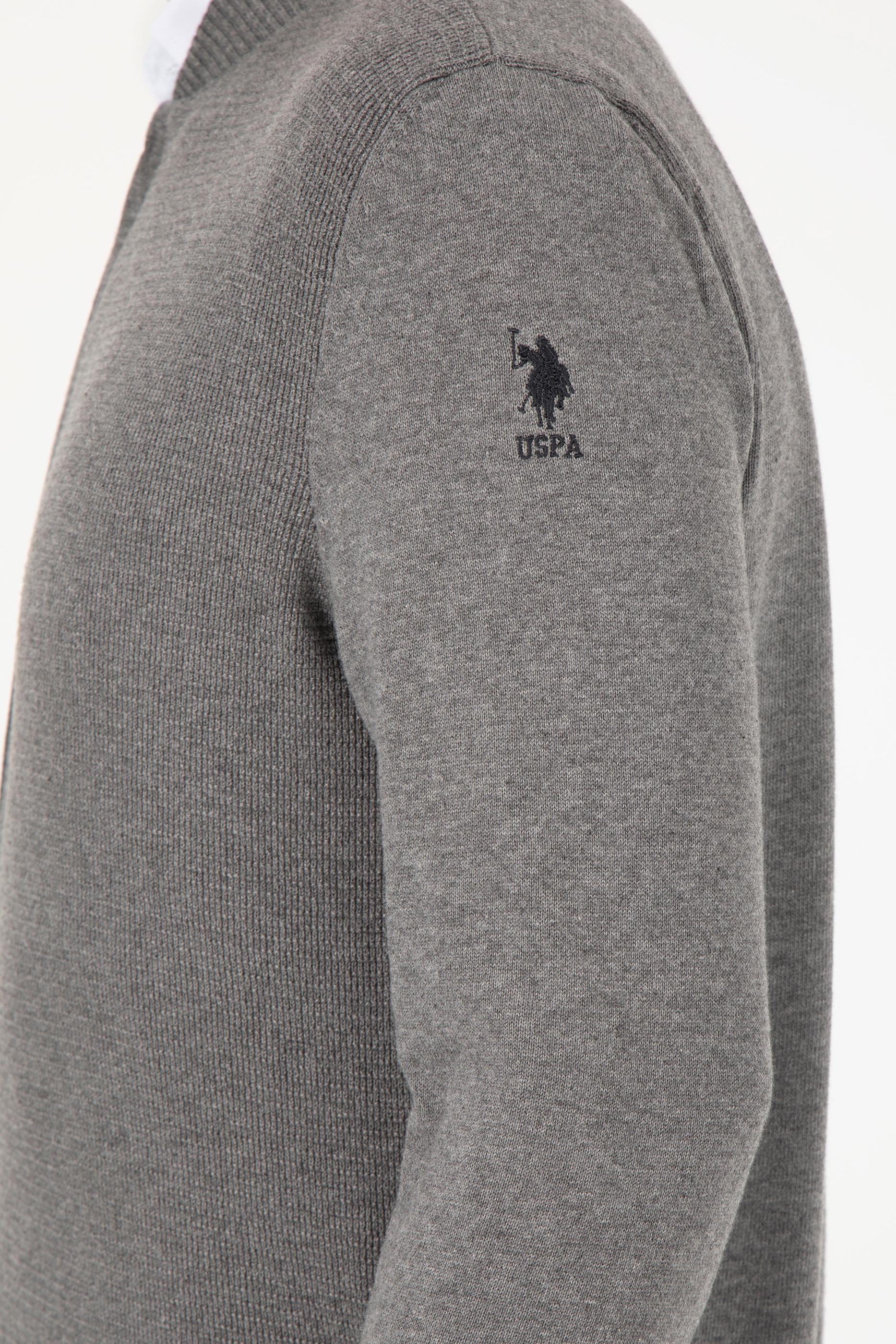 Erkek Gri Melanj Basic Triko Hırka