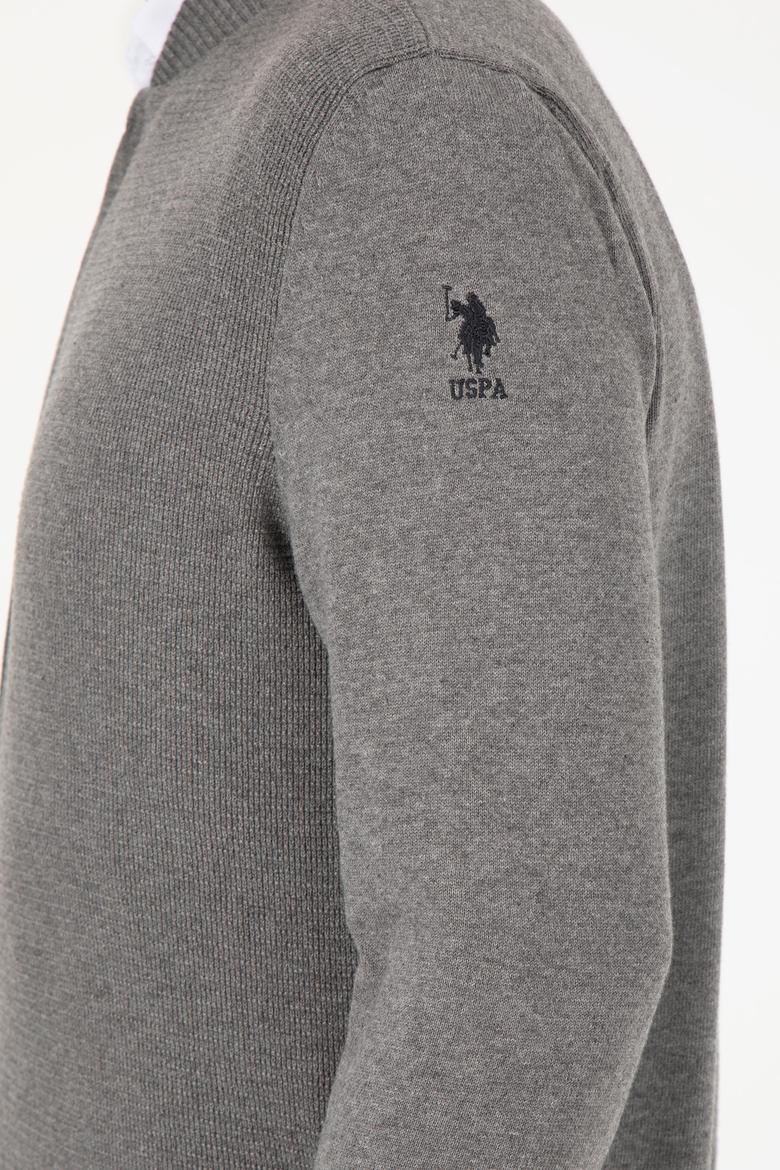 Erkek Gri Melanj Basic Triko Hırka - 50256577005