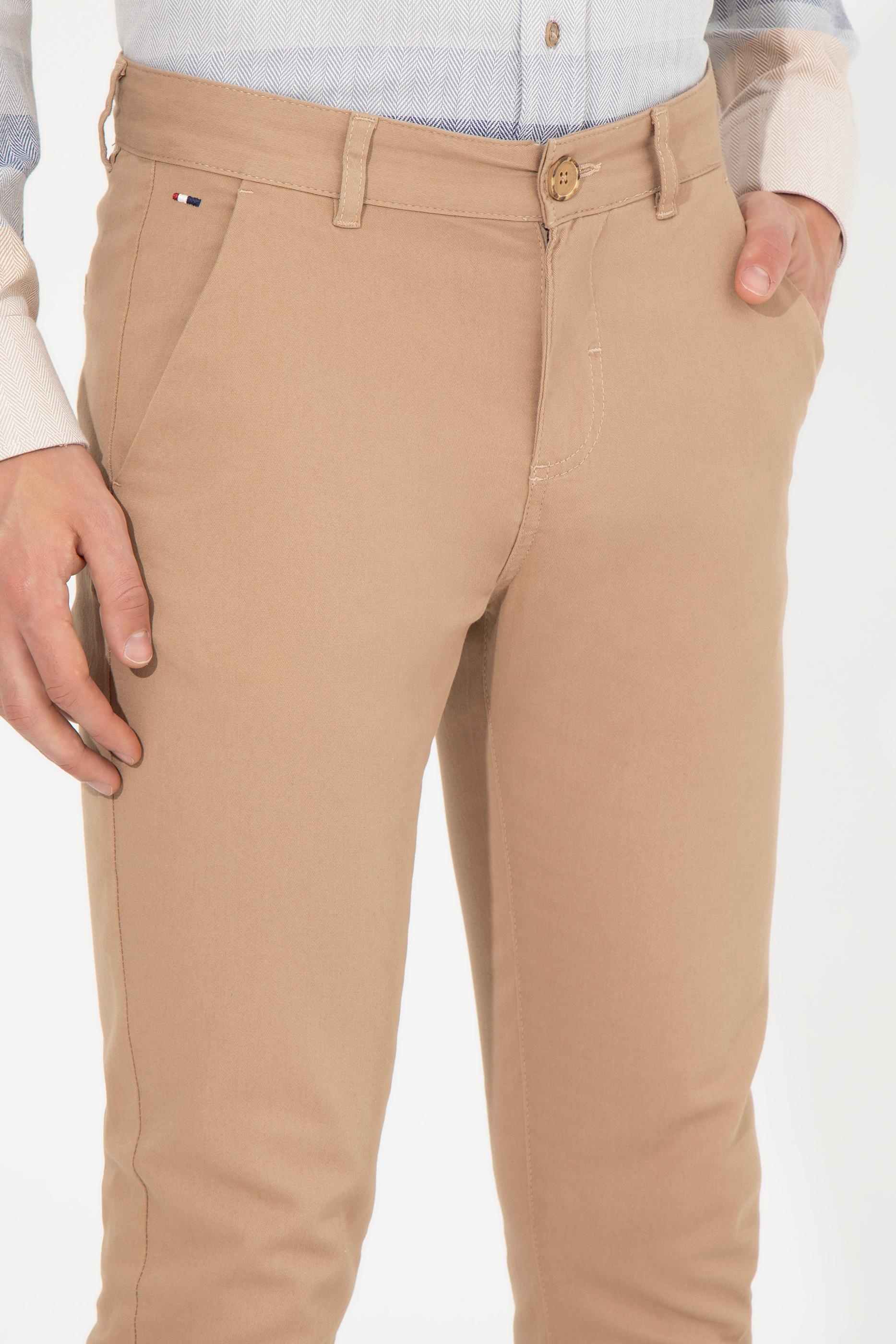 Erkek Slim Fit Camel Kanvas Pantolon
