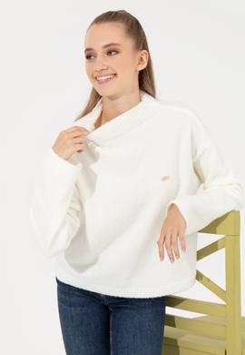 Kadın Krem Balıkçı Yaka Kazak - 50256628013